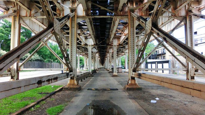 Elevated train tracks in Chicago.