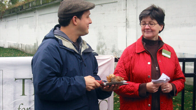 Ben Helphand of NeighborSpace and Beth White of The Trust for Public Land|Cyclists look forward to The 606 at a Sunday Parkways celebration||