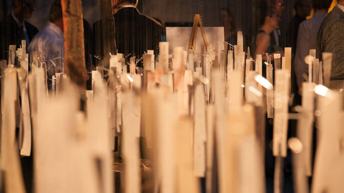 Handwritten wishes for our community’s future fill “wishing trees” at the Centennial Reunion