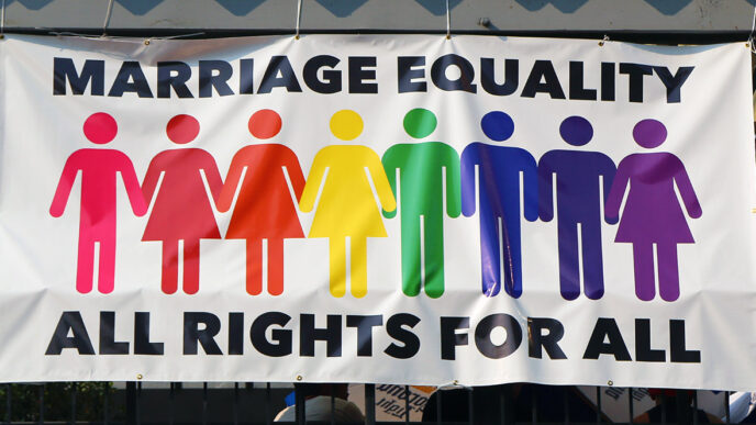 Banner reading ‘Marriage Equality – All Rights for All’|Evan Wolfson