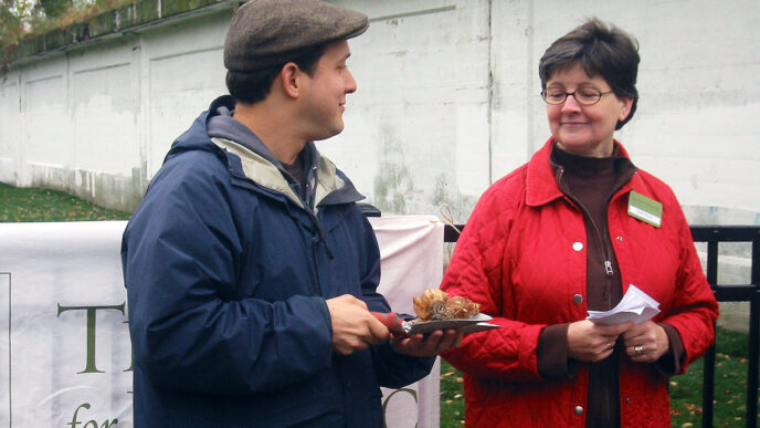 Ben Helphand of NeighborSpace and Beth White of The Trust for Public Land|Cyclists look forward to The 606 at a Sunday Parkways celebration||