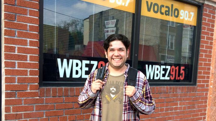 Mario Contreras outside the Vocalo studio.