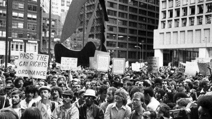 Gay rights rally in Daley Plaza