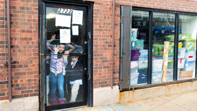 The storefront home of Asian Youth Services in Chicago's Albany Park neighborhood|Shari Fenton.