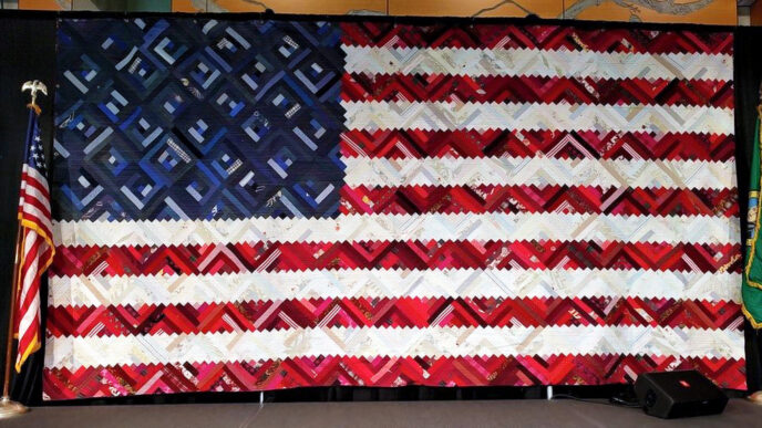 American flag quilt by artist Luke Haynes.