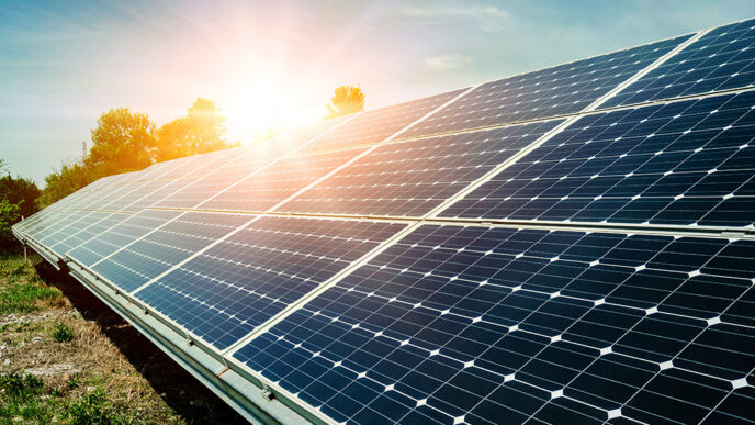 An array of solar panels.